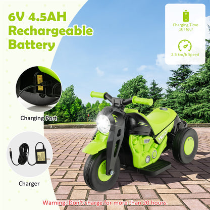 Kids Green Electric Ride On Motorcycle | Bubbles Music LED Light