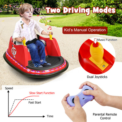 12V Kids Electric Bumper Car Red | Flashing Lights Remote Control