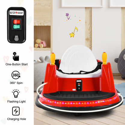 12V Kids Electric Bumper Car Red | Flashing Lights Remote Control