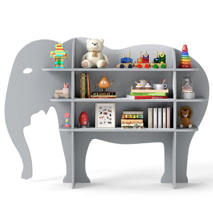 Grey Elephant Kids Bookshelf | 3 Tier Toddler Storage Organizer