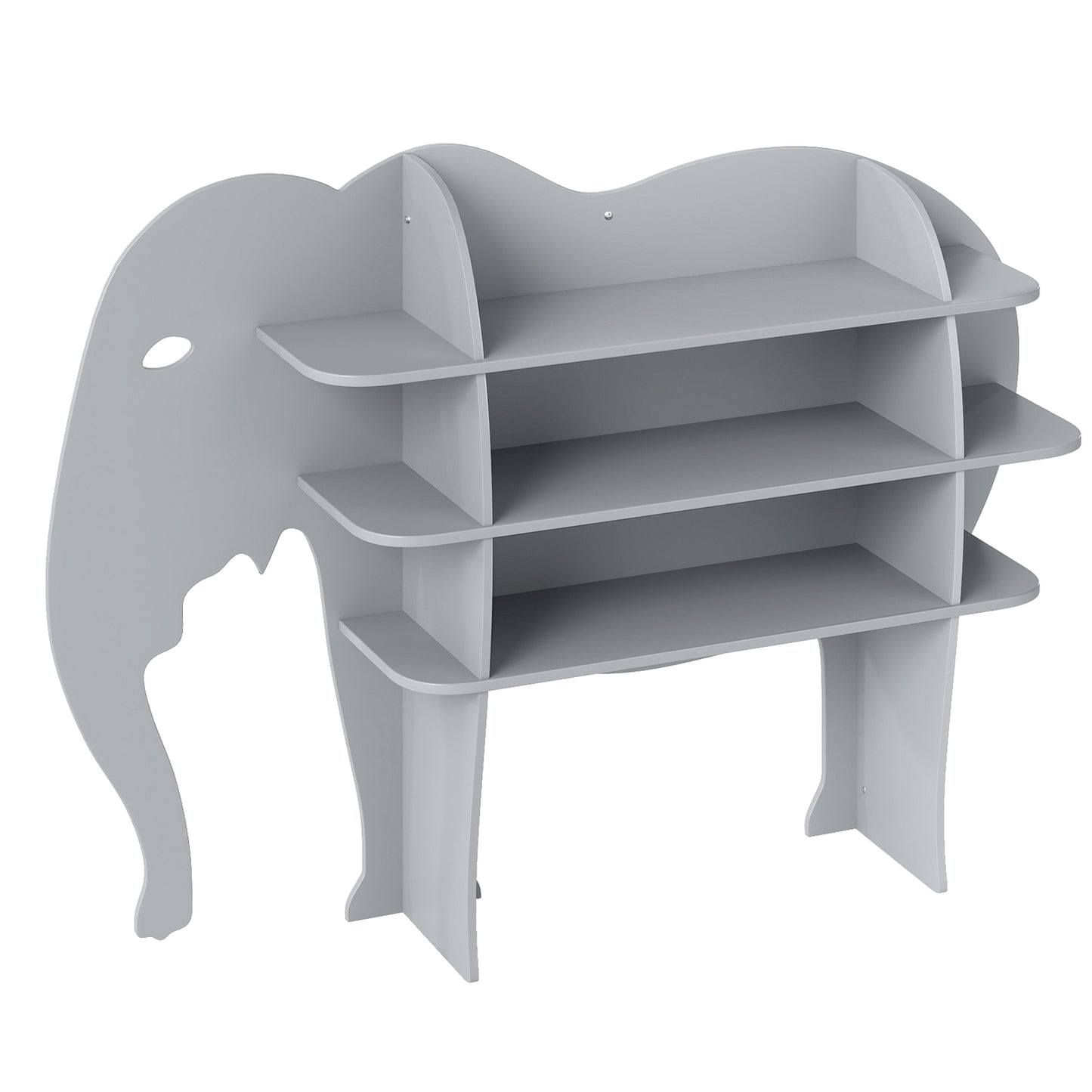 Grey Elephant Kids Bookshelf | 3 Tier Toddler Storage Organizer