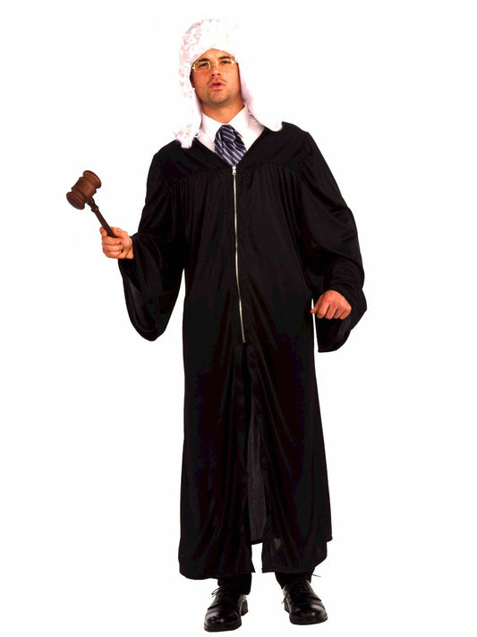 Black oversized judge robe costume for kids, perfect for playtime and dress-up fun.