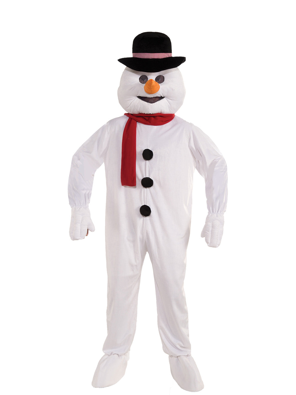 White Snowman Mascot Costume Adult | Fleece Jumpsuit & Hat