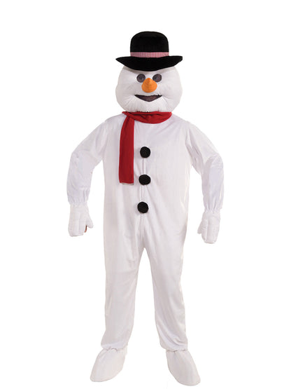 White Snowman Mascot Costume Adult | Fleece Jumpsuit & Hat