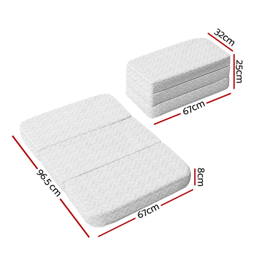 Foldable foam mattress with cooling gel technology offers portable comfort for cots and guest beds.