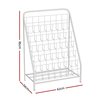 Keezi 6-Tier Foldable Kids Metal Bookshelf in White for Ages 3+, space-saving organization solution