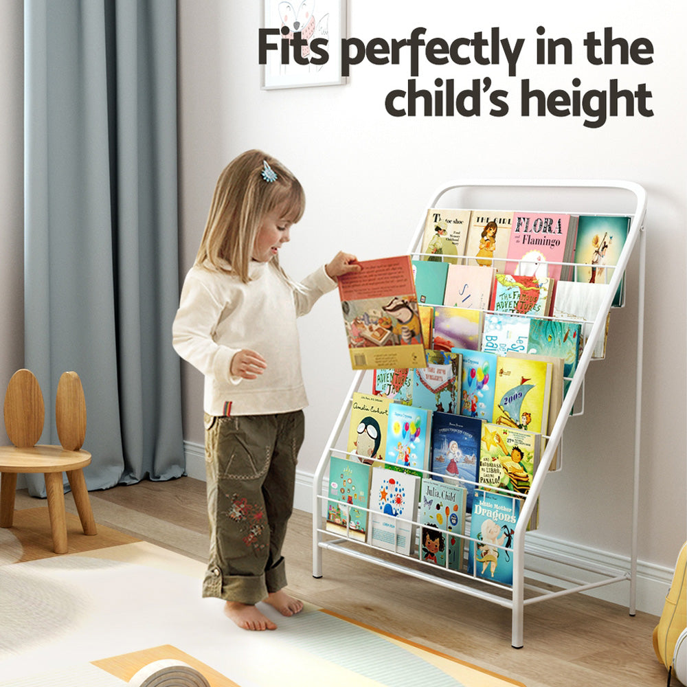 Keezi 6-Tier Foldable Kids Bookshelf in White, Perfect for Organizing Childrens Books at Home