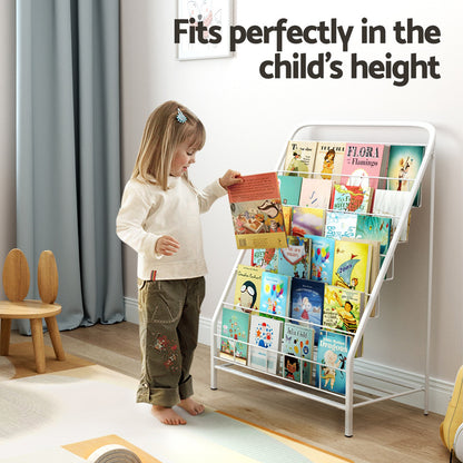 Keezi 6-Tier Foldable Kids Bookshelf in White, Perfect for Organizing Childrens Books at Home