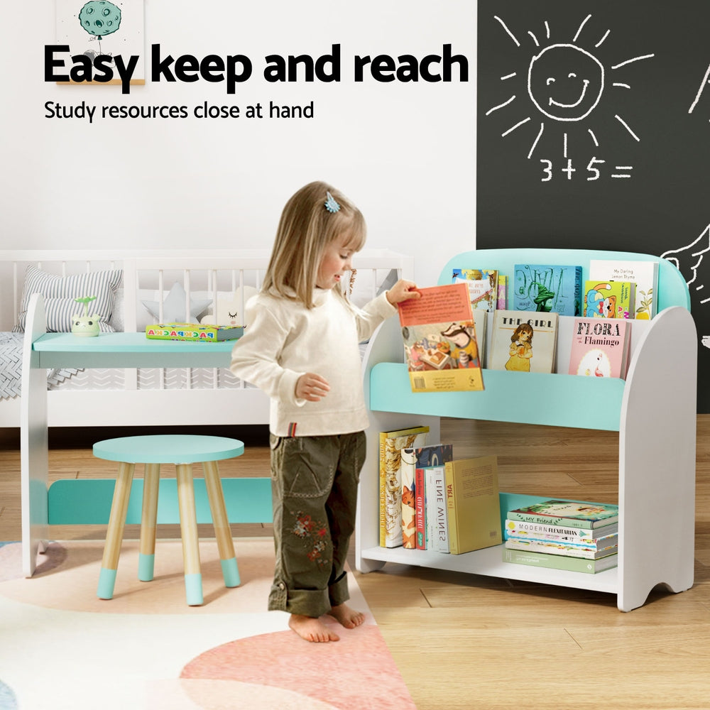 Keezi Kids Bookshelf 2 In 1 Table Chair Set