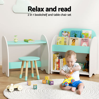 Keezi Kids Bookshelf 2 In 1 Table Chair Set