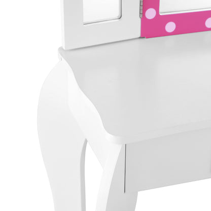 Pink Keezi Kids Vanity Table Set with Mirror and Chair for imaginative playtime.