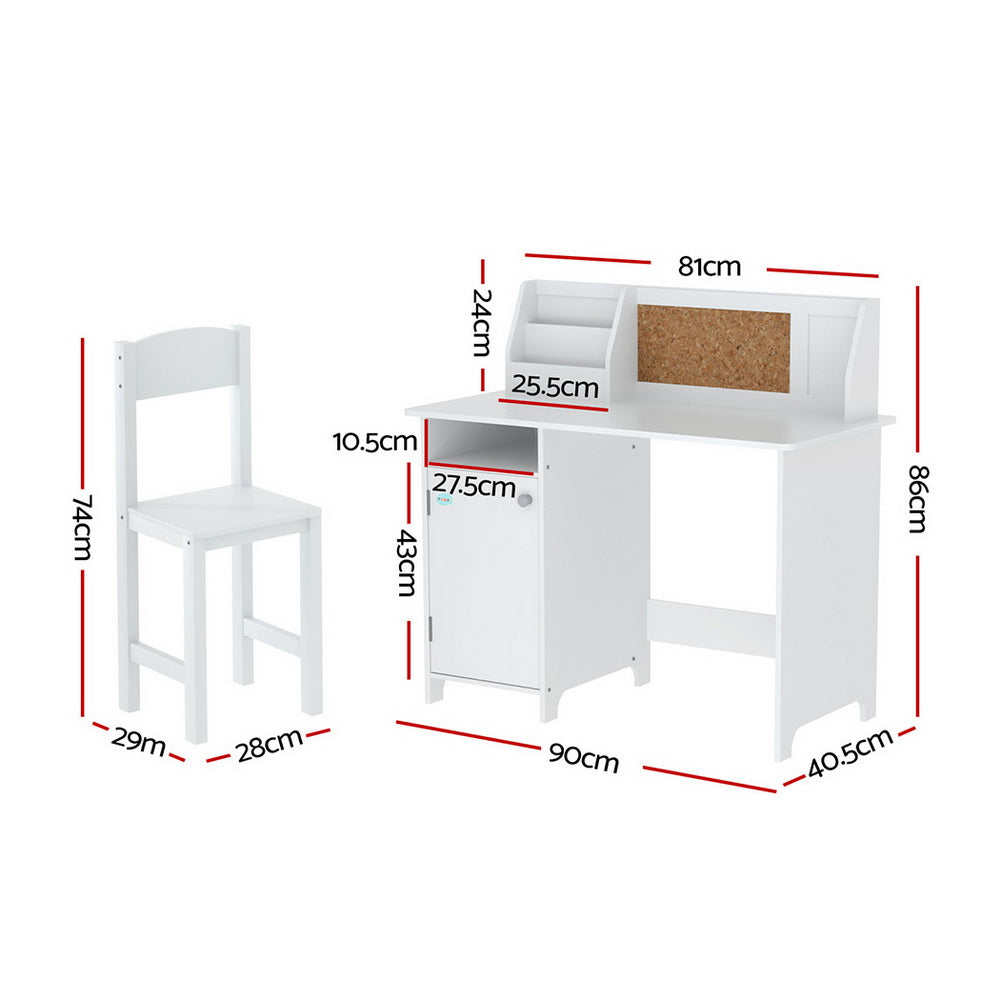 Keezi Kids Study Desk & Chair Set with Storage Cabinet, ideal for organized, functional learning.