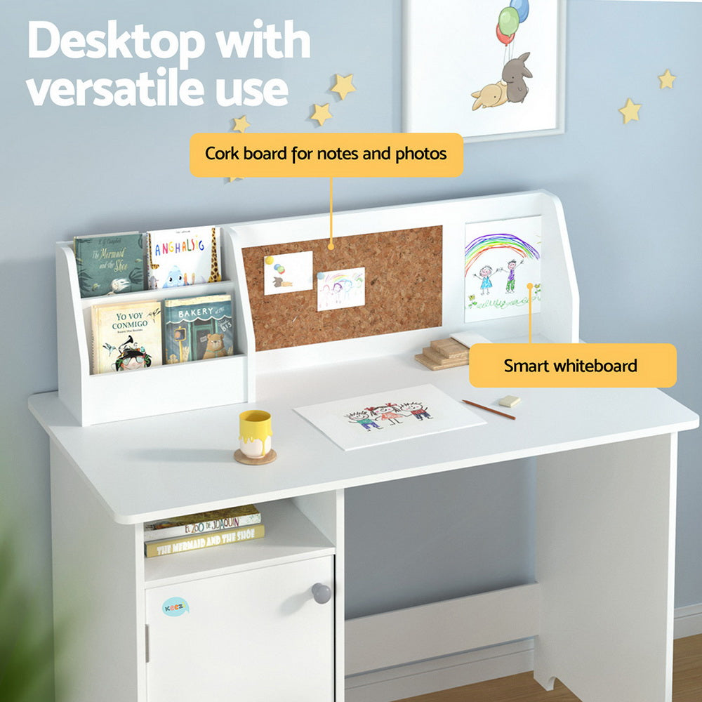 Keezi Kids Study Desk & Chair Set with Storage Cabinet for organized and fun home learning.