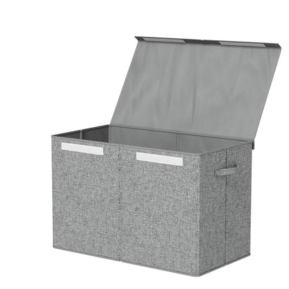 Keezi 83L Grey Toy Storage Box with Lid, foldable and spacious for kids toys.