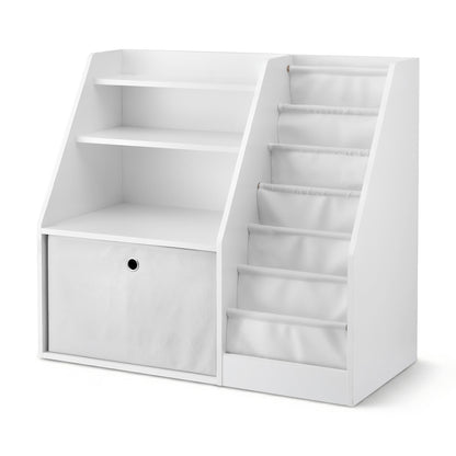 Keezi Kids Bookshelf Children Bookcase Organizer Storage Rack Display Drawer White