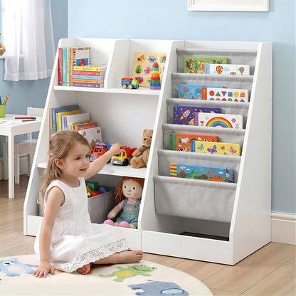 Keezi Kids Bookshelf Wood Bookcase Toddler Toys Storage Rack Display Shelves