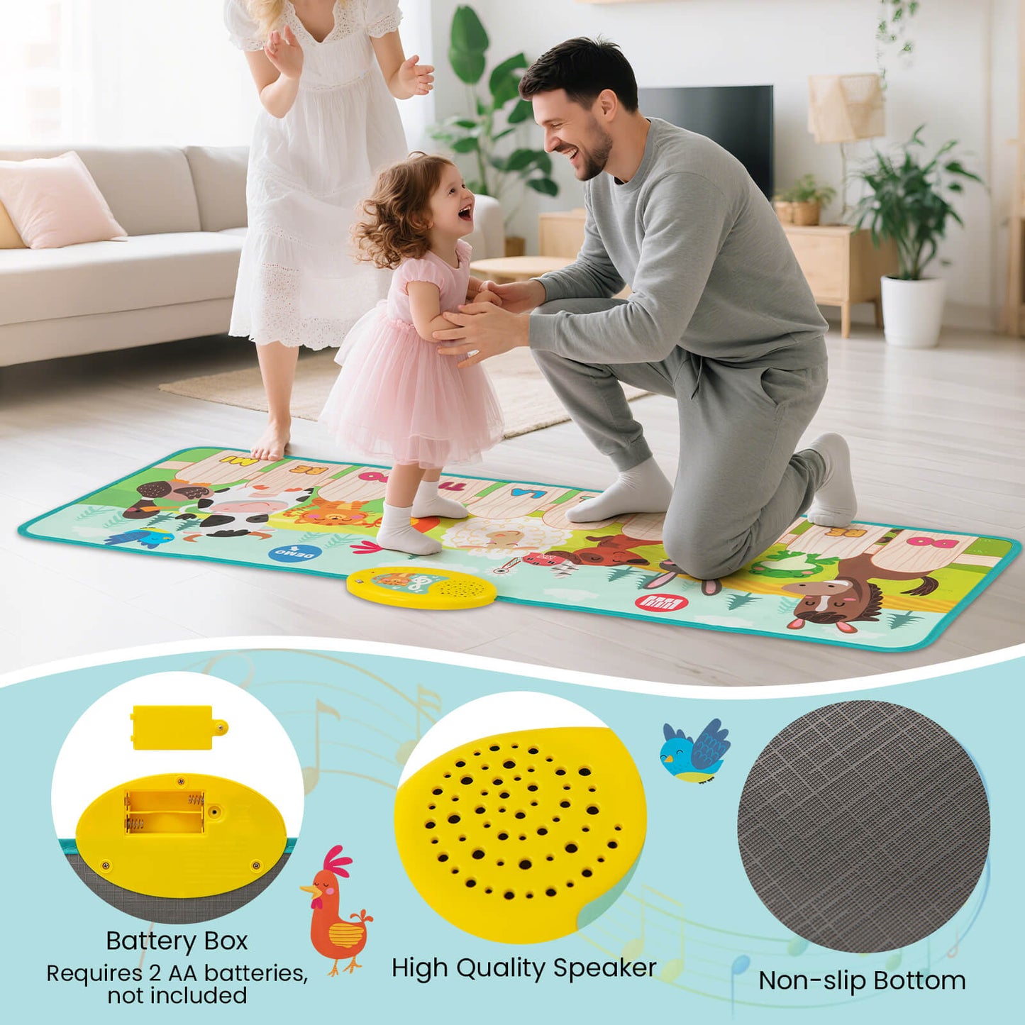 Multicolor Floor Piano Mat | 10 Animal Sounds & Touch Keys