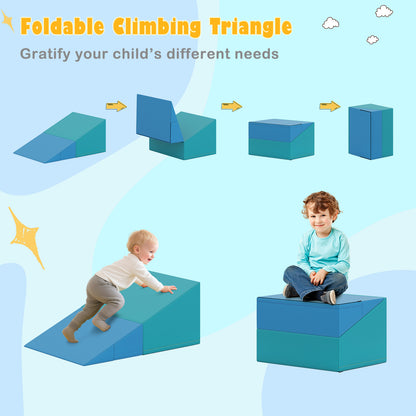 7 Piece Red Foam Climbing Blocks | Soft PU Leather Play Gym