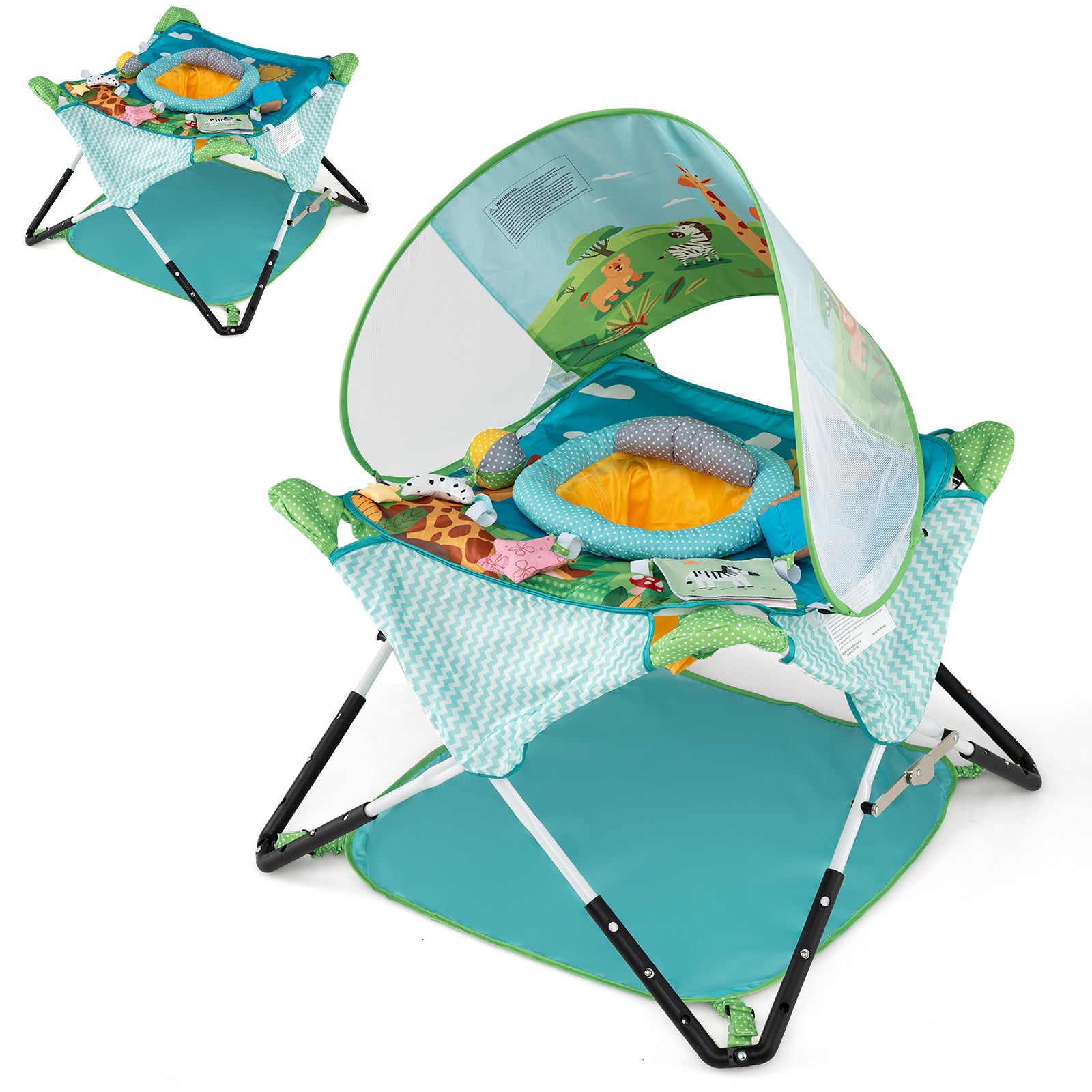 Costway Foldable Baby Jumper Portable Activity Jumper for Infants-Blue