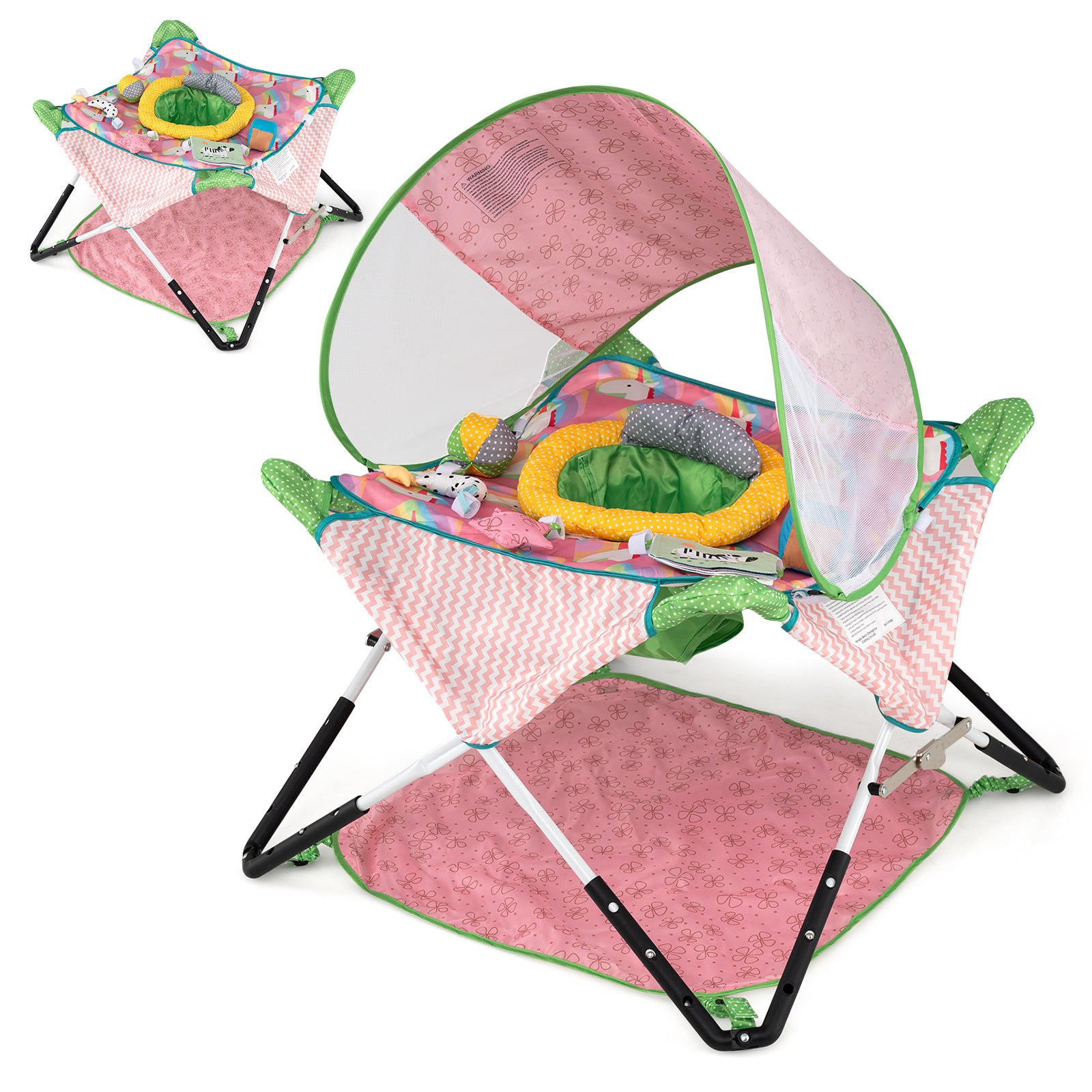 Costway Foldable Baby Jumper Portable Activity Jumper for Infants-Pink