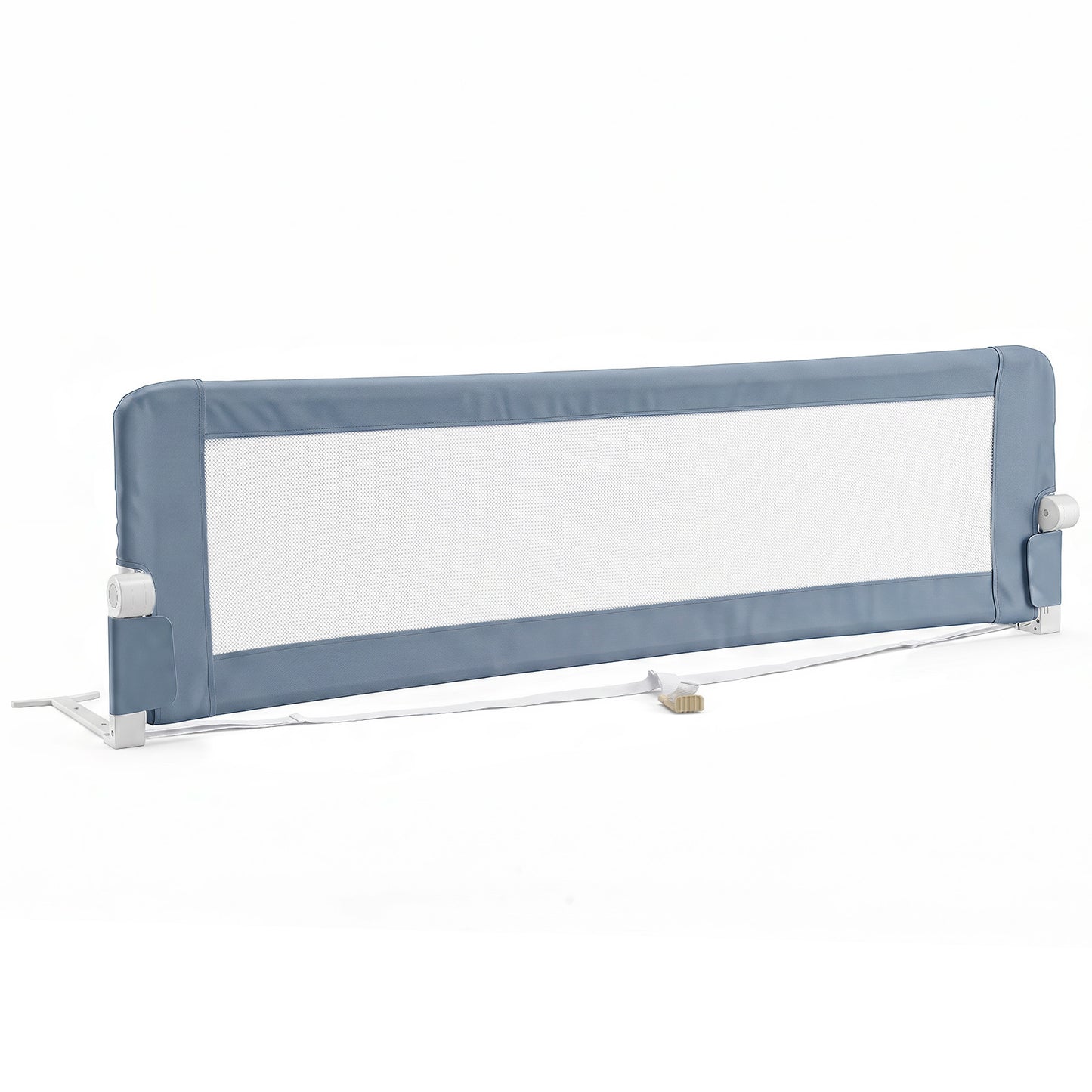 Costway Foldable Baby Rail Guard 180cm Long Swing Down for Toddlers-Grey
