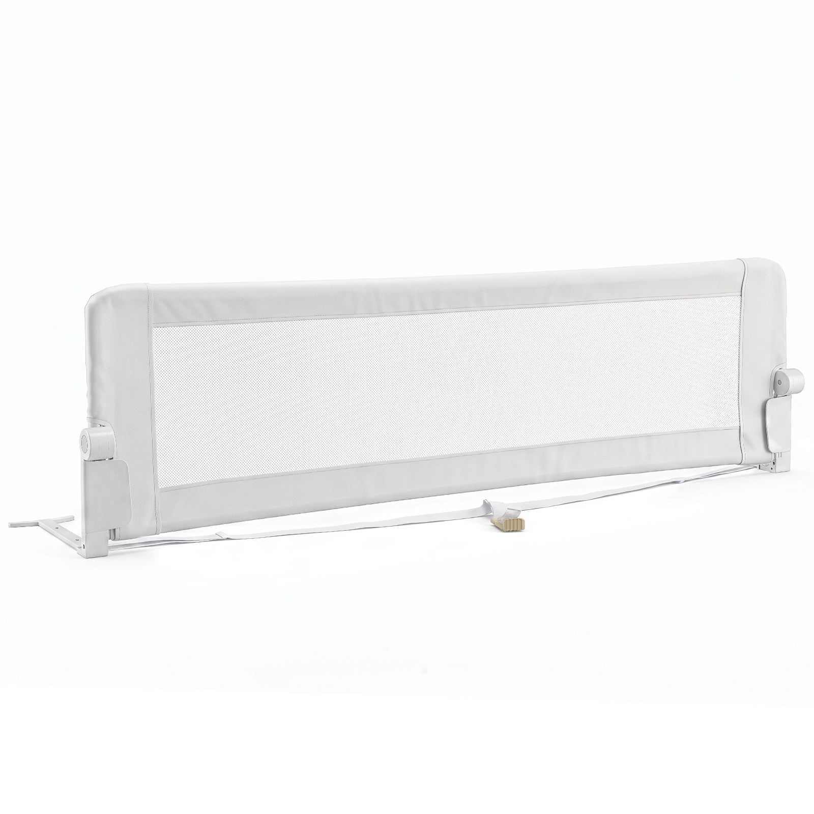 Costway Foldable Baby Rail Guard 180cm Long Swing Down for Toddlers-White