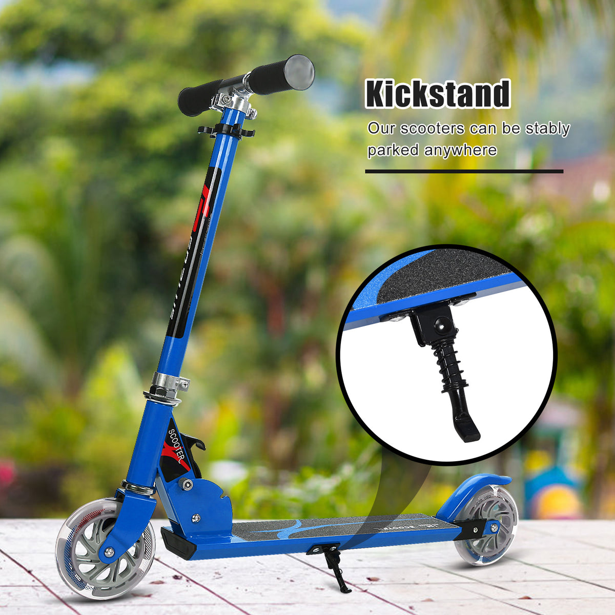 Blue Kids Scooter | LED Wheels Foldable Adjustable Heights Ages 4-13