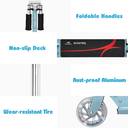 Light Blue Kids Scooter | LED Wheels & Adjustable Height