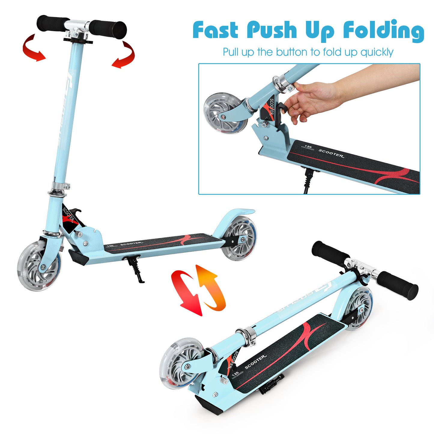 Light Blue Kids Scooter | LED Wheels & Adjustable Height