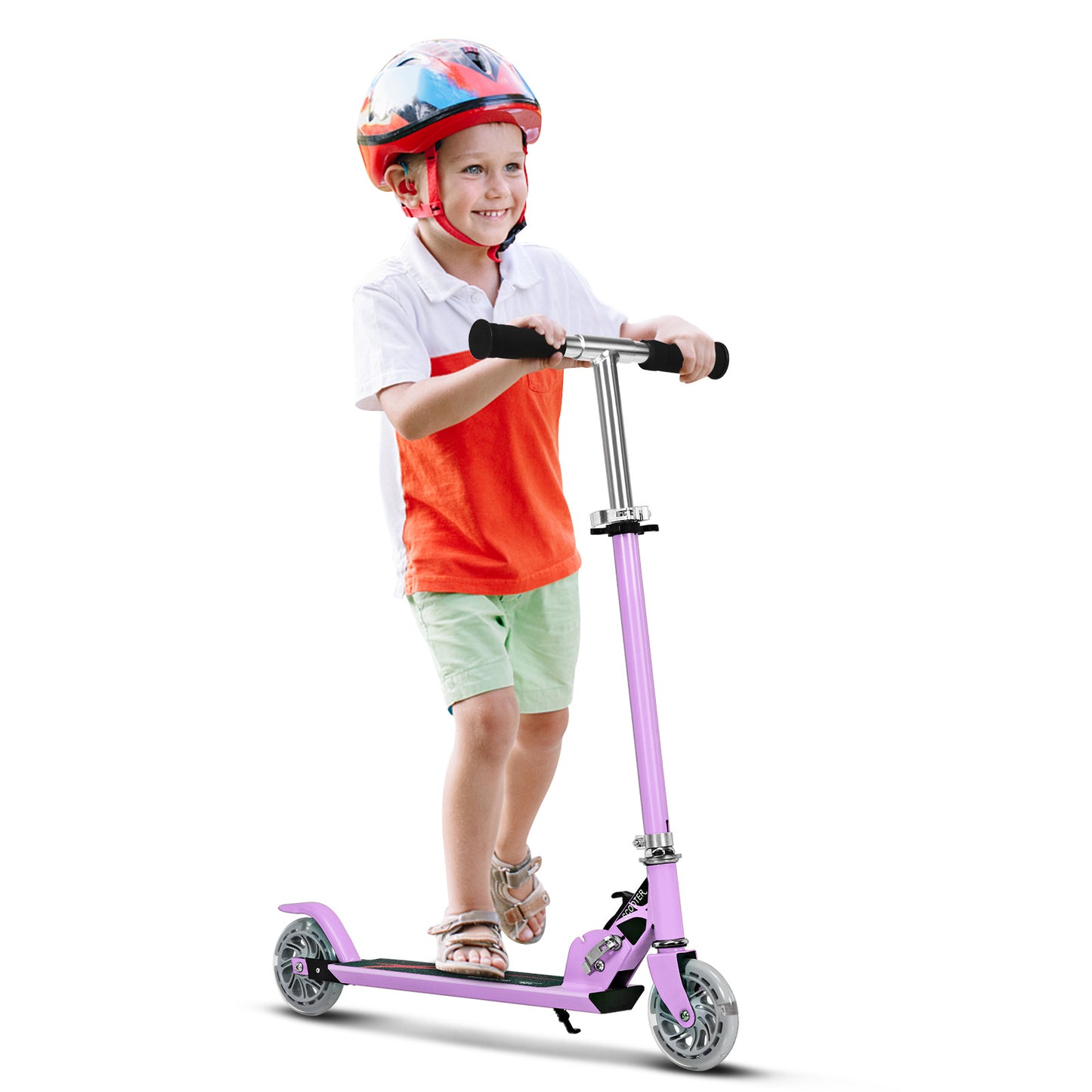 Purple Kids Scooter | LED Wheels Foldable Adjustable Height