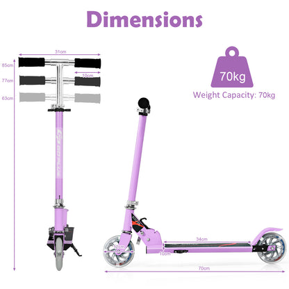 Purple Kids Scooter | LED Wheels Foldable Adjustable Height