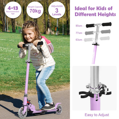 Purple Kids Scooter | LED Wheels Foldable Adjustable Height