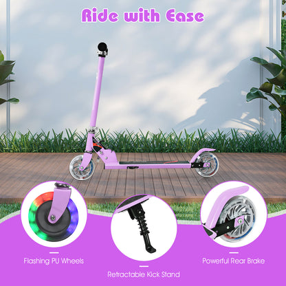 Purple Kids Scooter | LED Wheels Foldable Adjustable Height