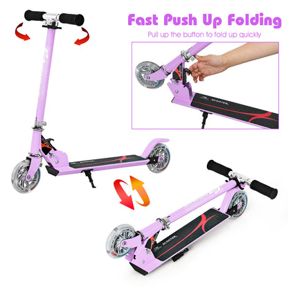 Purple Kids Scooter | LED Wheels Foldable Adjustable Height