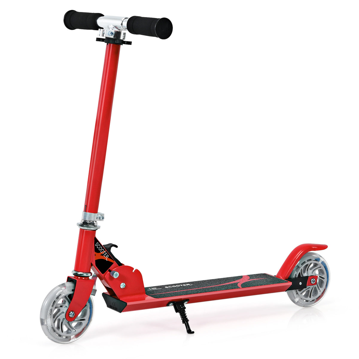 Red Kids Foldable Scooter | LED Wheels & Adjustable Height