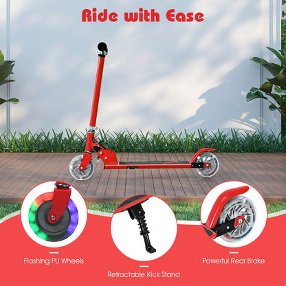 Red Kids Foldable Scooter | LED Wheels & Adjustable Height