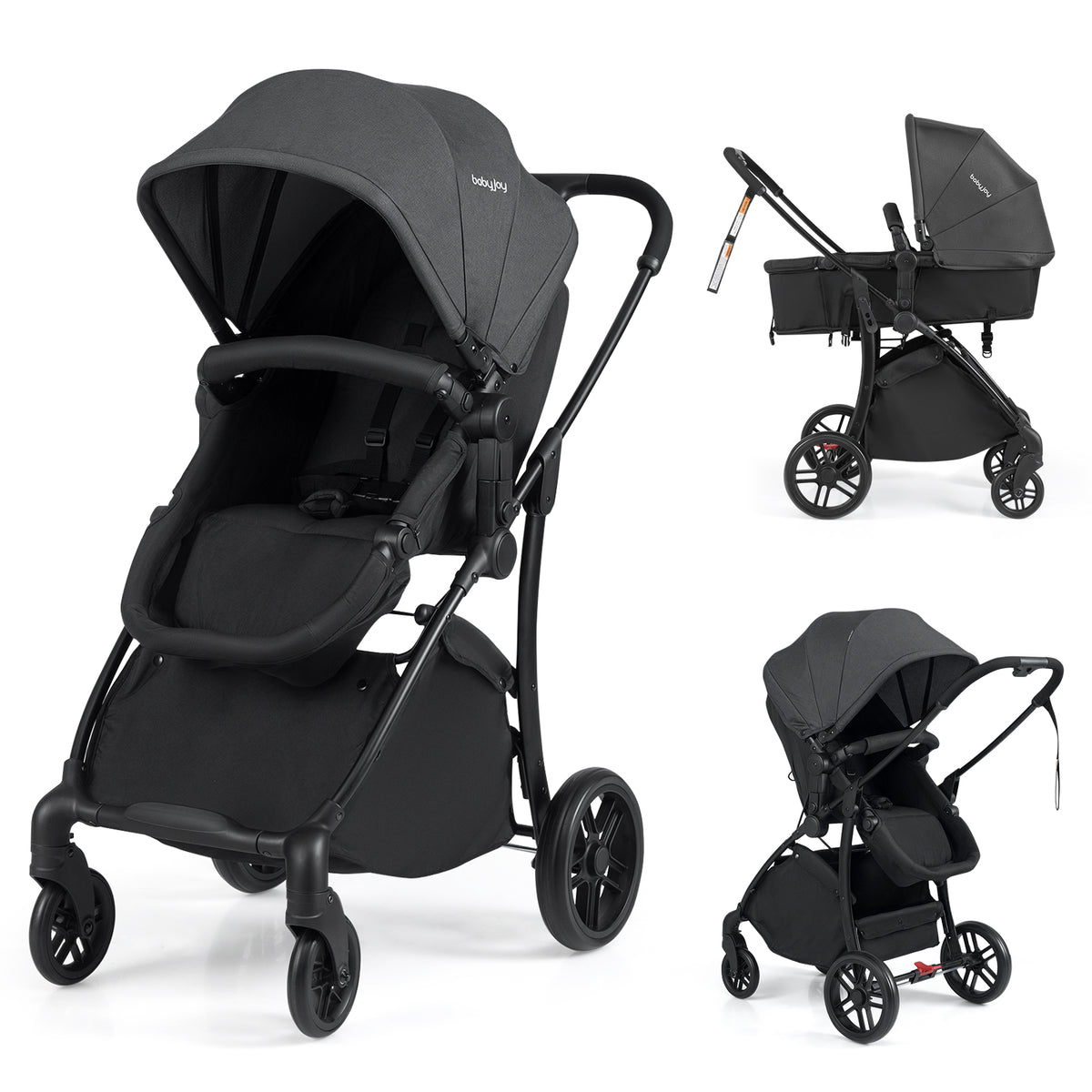 Grey 2-In-1 Foldable Baby Stroller | Reversible Seat & Recline