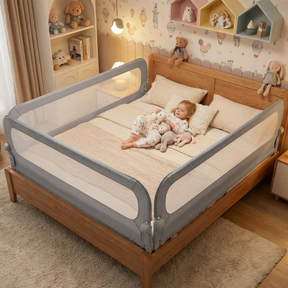 Grey Foldable Toddler Bed Rail | Oxford Fabric | 3 Heights