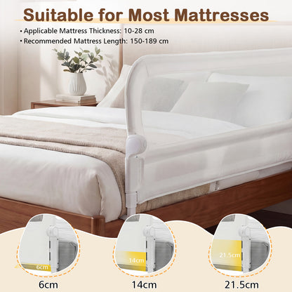 Adjustable Foldable Toddler Bed Rail | White Oxford Fabric | U Base