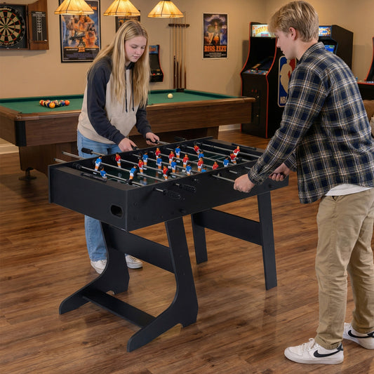 Black Foldable Foosball Table | 22 Players 2 Balls Family Fun