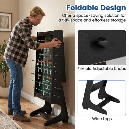 Black Foldable Foosball Table | 22 Players 2 Balls Family Fun