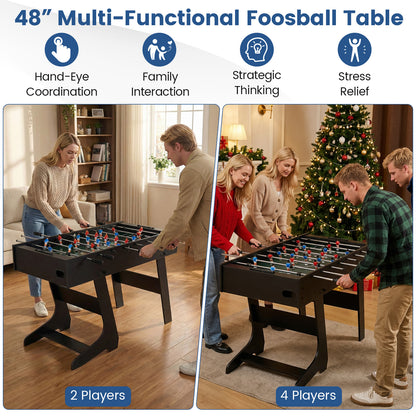 Black Foldable Foosball Table | 22 Players 2 Balls Family Fun