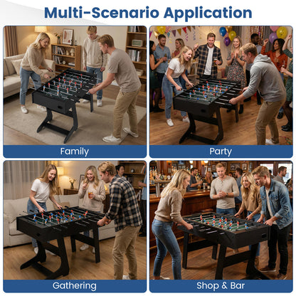 Black Foldable Foosball Table | 22 Players 2 Balls Family Fun