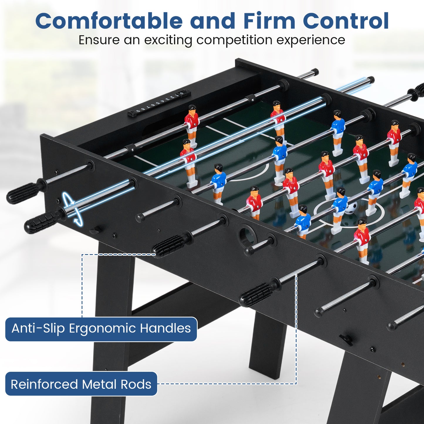 Black Foldable Foosball Table | 22 Players 2 Balls Family Fun