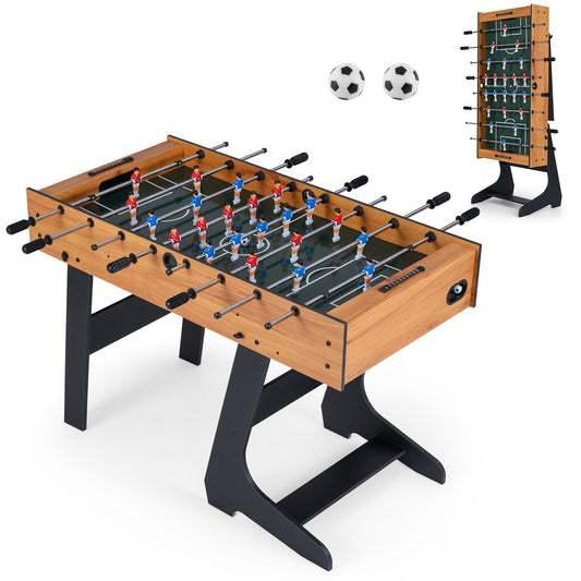 Foldable Foosball Table | 2 Balls 22 Players Natural Wood Color
