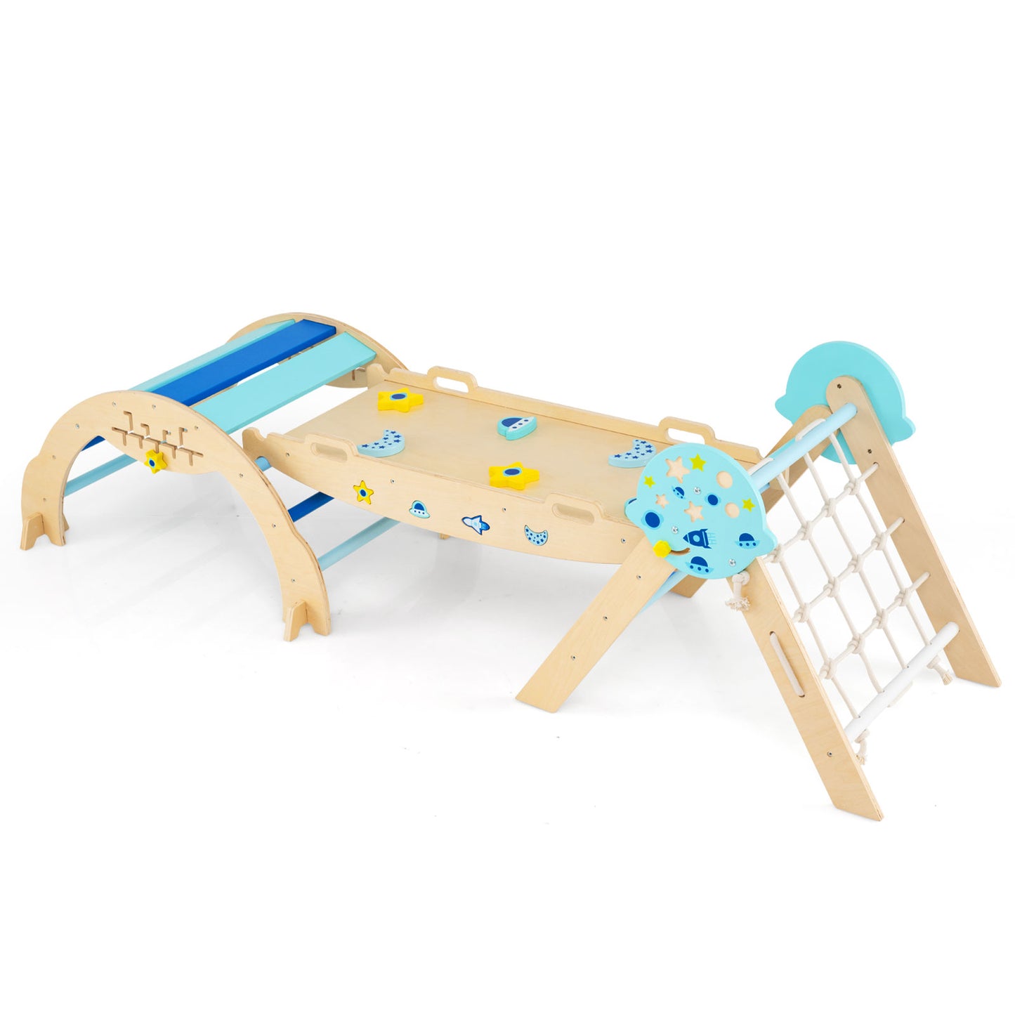 Blue Foldable Triangle Climbing Gym | Arch Ramp & Puzzles