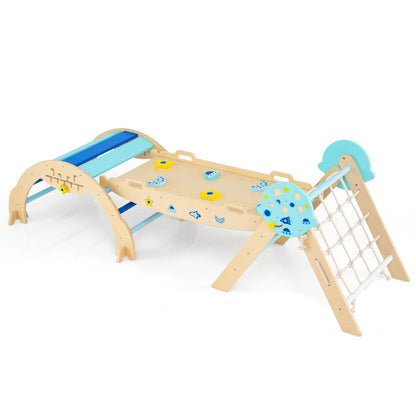 Blue Foldable Triangle Climbing Gym | Arch Ramp & Puzzles