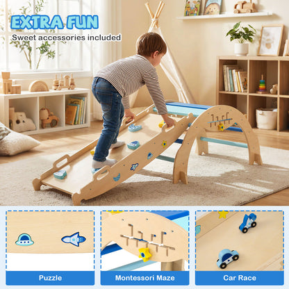 Blue Foldable Triangle Climbing Gym | Arch Ramp & Puzzles