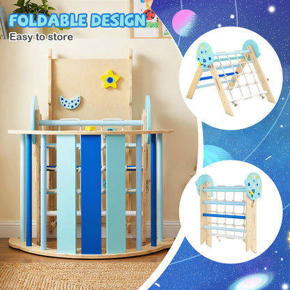 Blue Foldable Triangle Climbing Gym | Arch Ramp & Puzzles