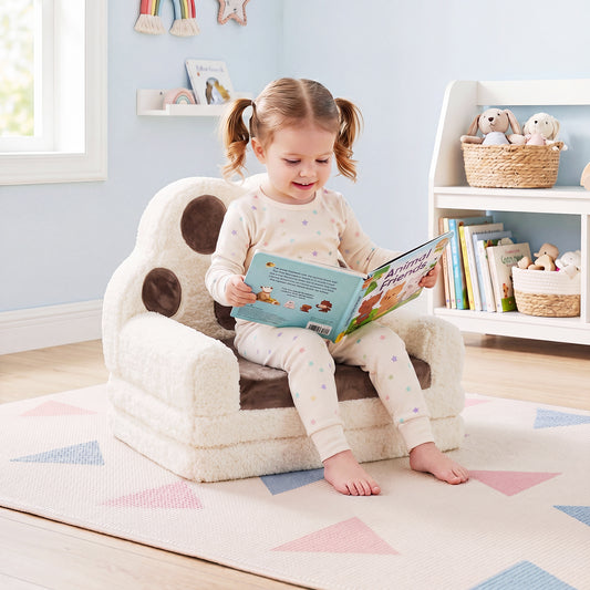 Costway Foldable Toddler Sofa Chair with Removable Cover No Assembly Needed-Brown